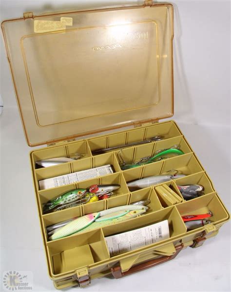 vintage metal tackle box double sided|tackle box with removable compartments.